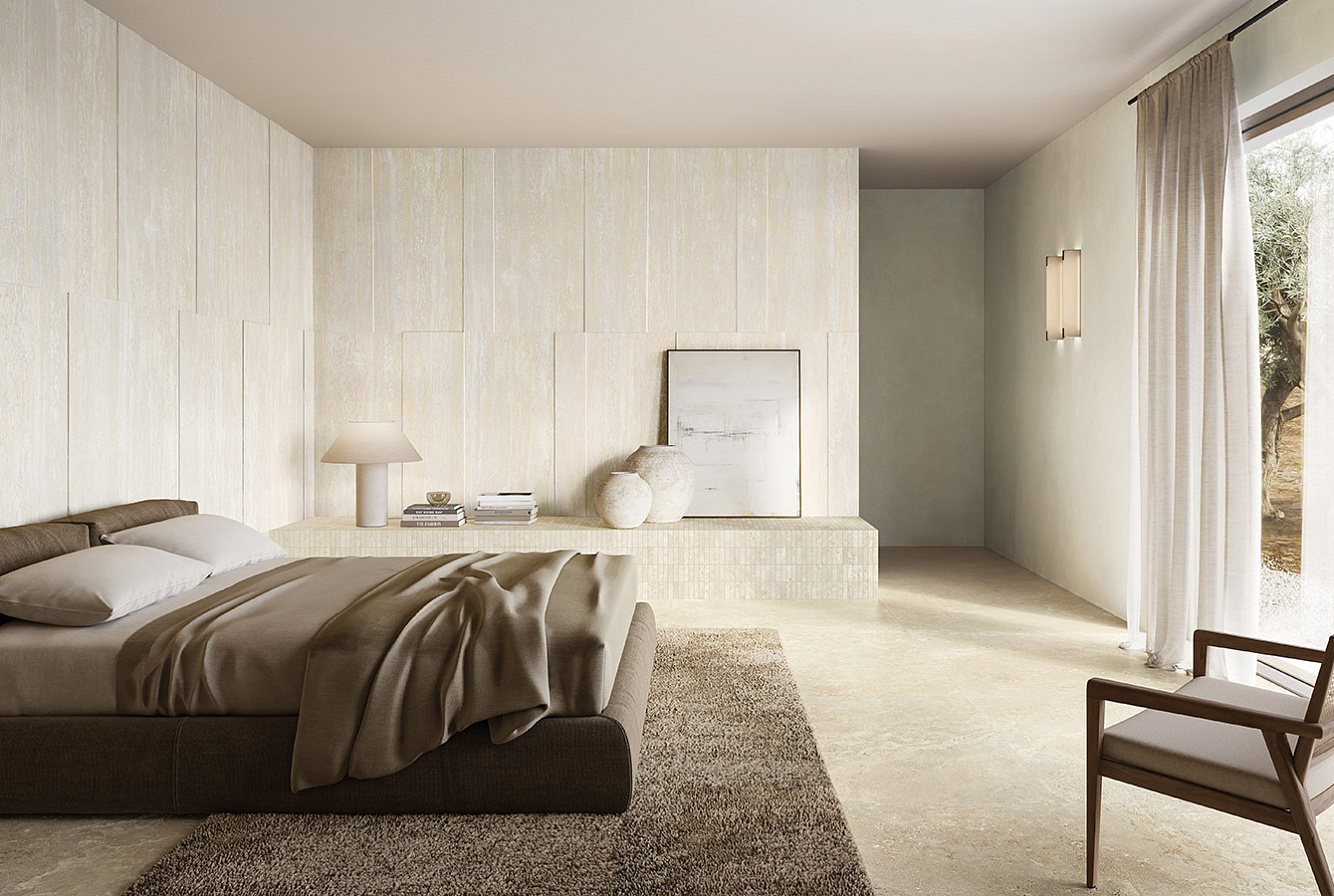 I TRAVERTINI BIANCO DECORO RILIEVO 3D / BEIGE CROSS CUT / BIANCO MURETTO